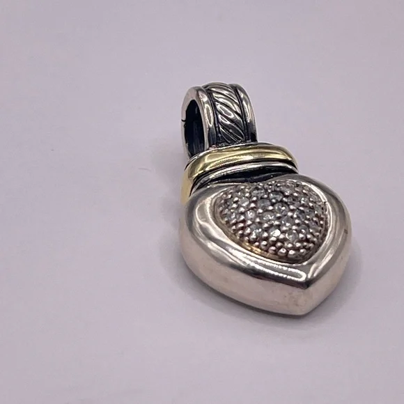 David Yurman 18k Yellow Gold Sterling Silver Heart Pendant - Picture 2 of 12